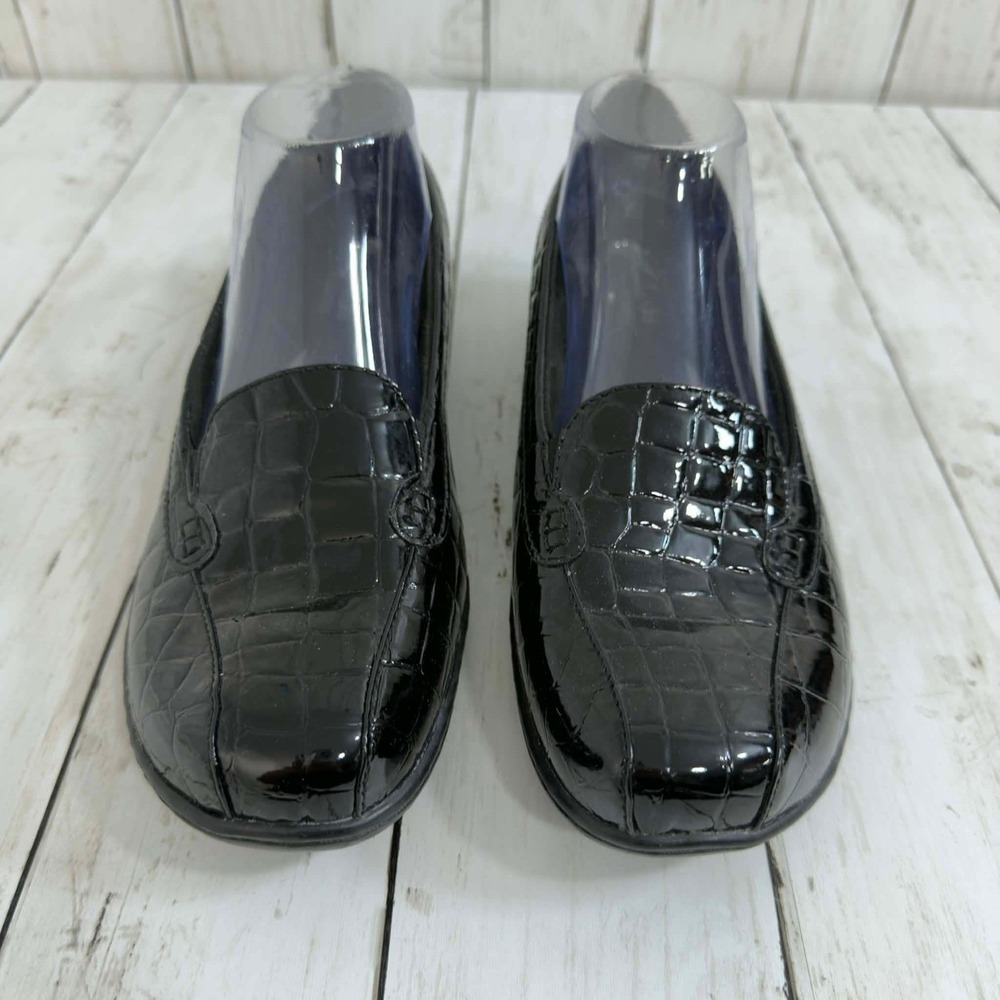 Clarks Bendables Women's Black Croc Patent‎ Loafers Comfort Flats Size 9M